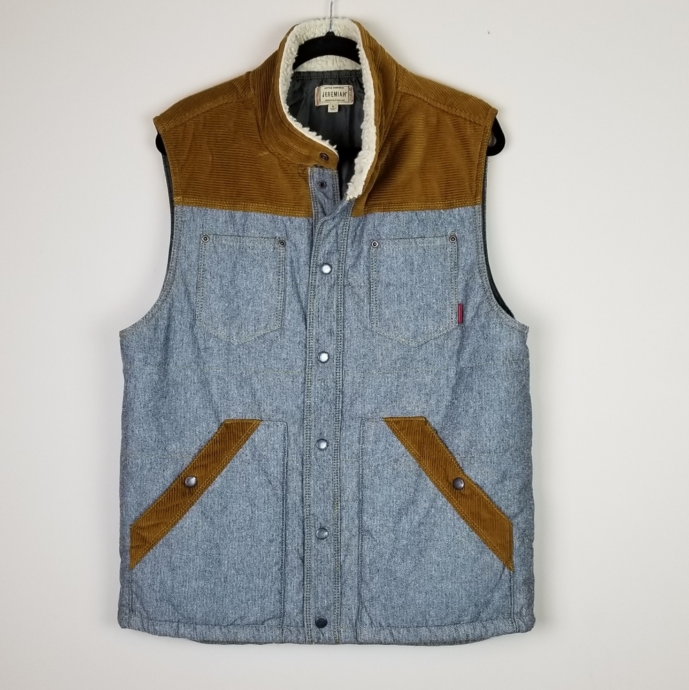 Jeremiah Men’s Two-Tone Quilted Vest in Brown and Gray